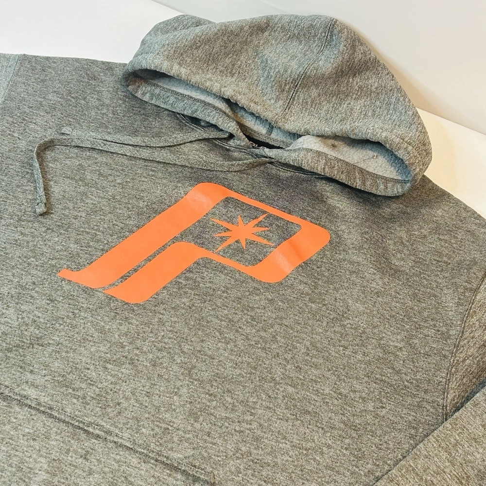 Polaris Hoodie Gray Heather Orange Logo Men's M-L